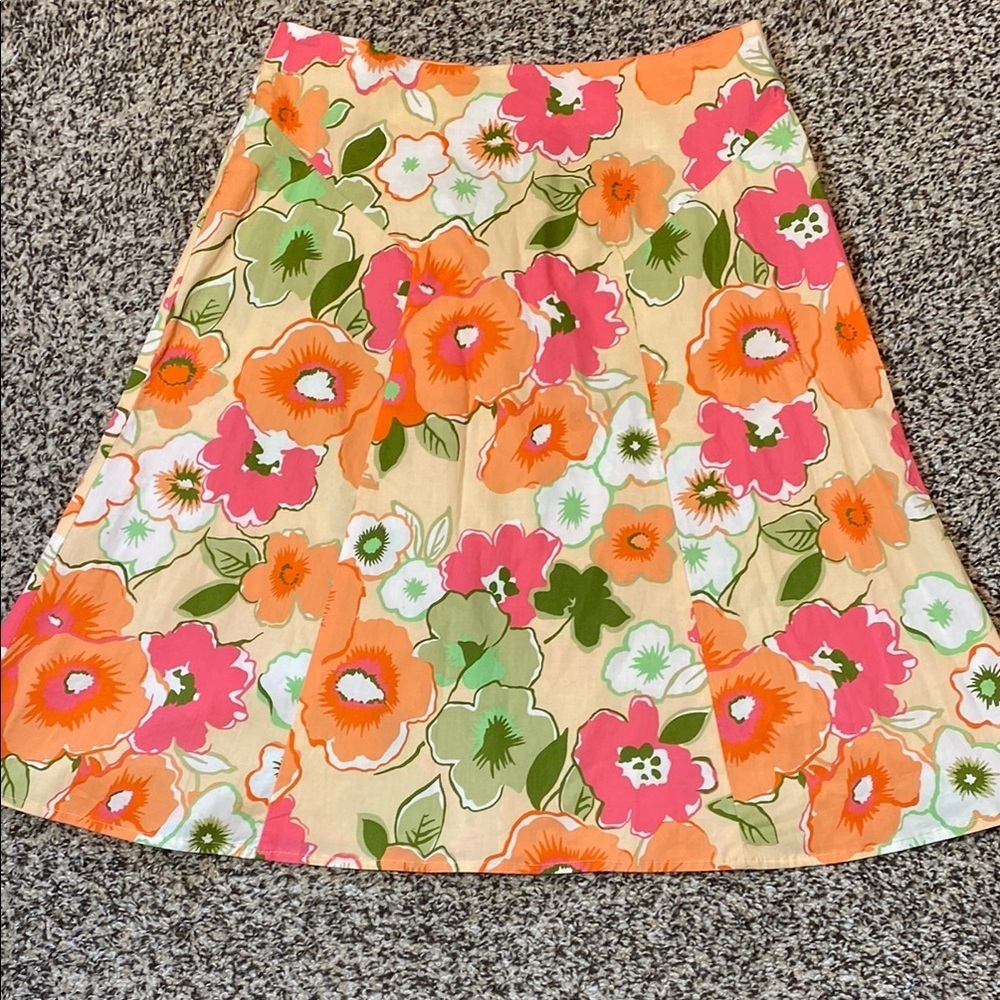 Y2K C.C. Outlaw Vibrant Orange and Pink Pleated A-Line Skirt for Resort Wear